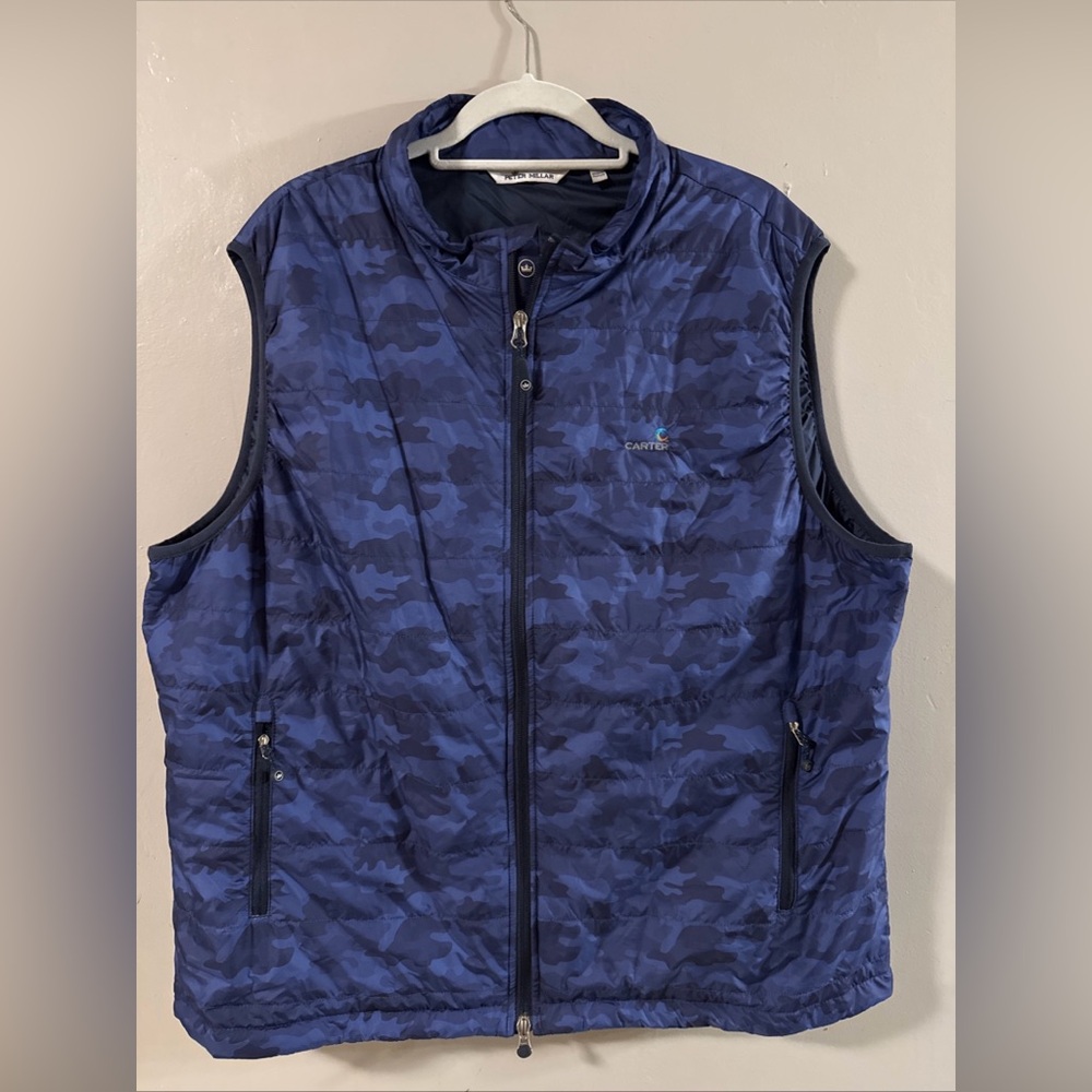 Peter Millar Golf Vest Crown Micro
Shearling Fleece Blue Camo Print Mens Sz
XXL